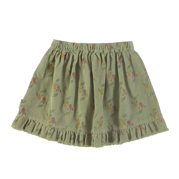 Short skirt w/ ruffles | Sage green w/ multicolor fishes（4Y-10Y）