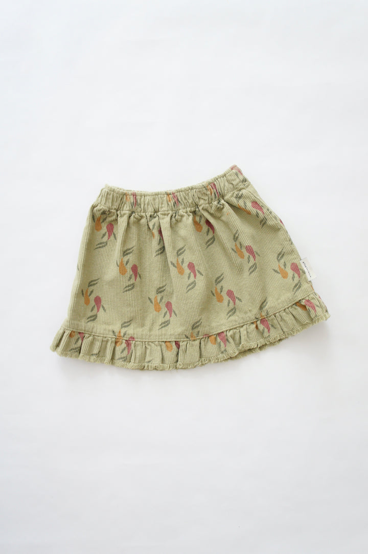 Short skirt w/ ruffles | Sage green w/ multicolor fishes（4Y-10Y）