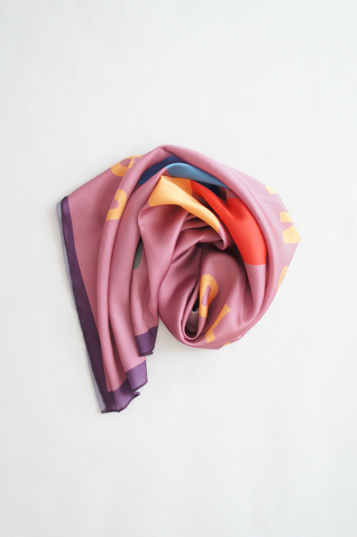 Silky bandana/scarf | Purple w/ "calming storm" print