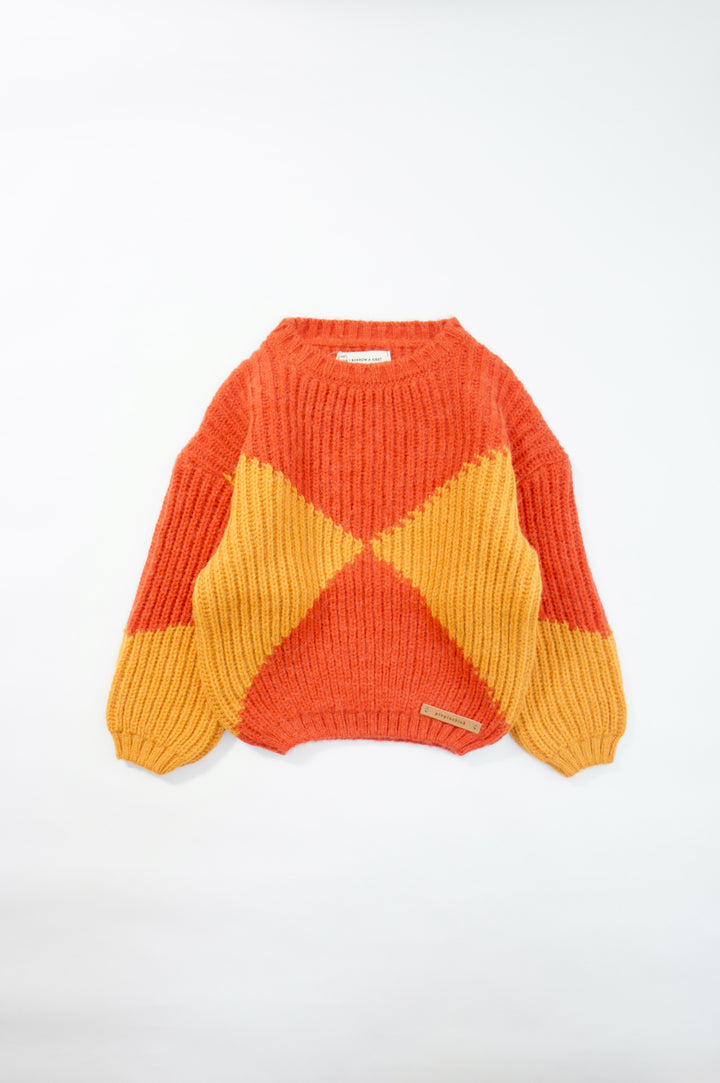 Knitted sweater | Red & orange（4Y-10Y）