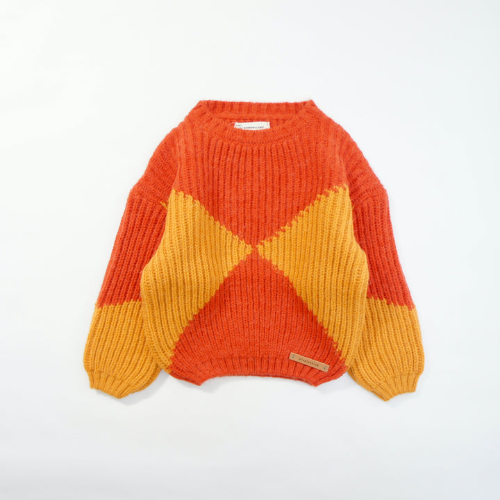 Knitted sweater | Red & orange（4Y-10Y）