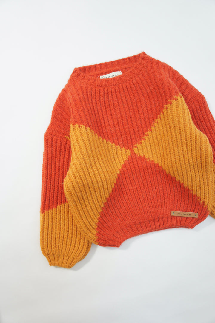 Knitted sweater | Red & orange（4Y-10Y）