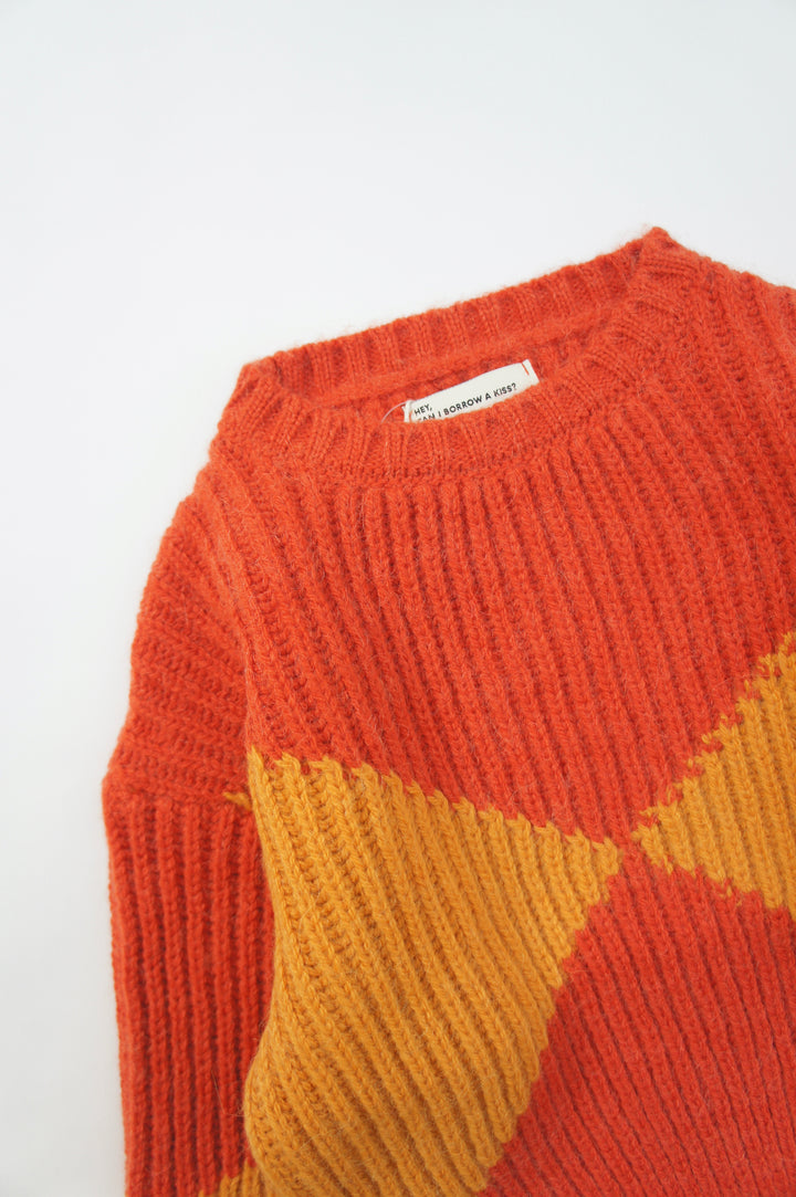 Knitted sweater | Red & orange（4Y-10Y）