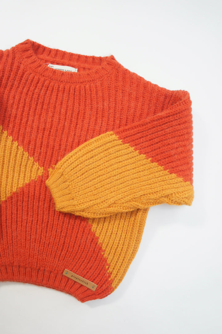 Knitted sweater | Red & orange（4Y-10Y）