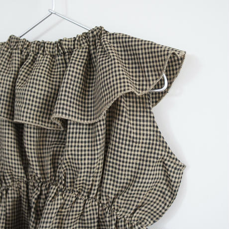 Linen Colar Gingham Coverall